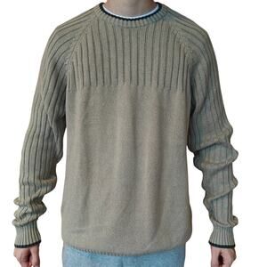 Columbia Men’s Crewneck Ribbed Knit Sweater Neutral Beige Size L